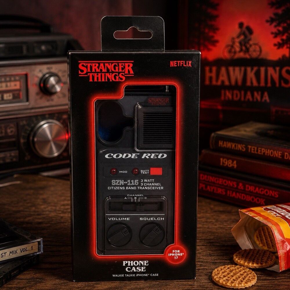 Netflix Stranger Things Code Red Walkie Talkie iPhone 17 Phone Case Black Red